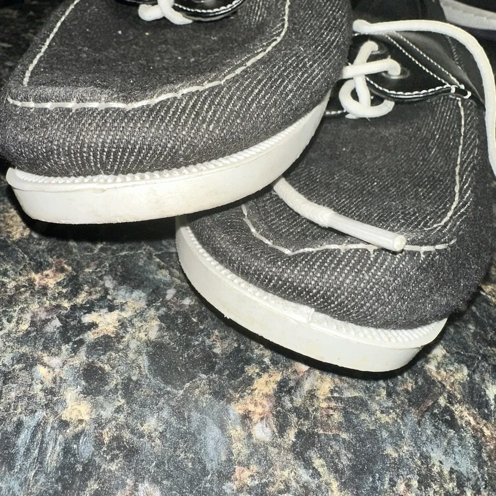 Tim Evans England Loafers Boat Shoes Mens Size 10 Black Canvas Lined Laces